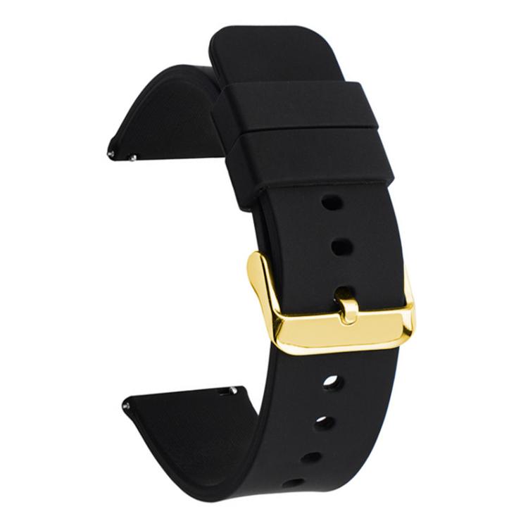 Cinturino per orologio impermeabile in silicone tinta unita con fibbia ad ardiglione in acciaio inossidabile color oro xDfind, 10mm, 12mm