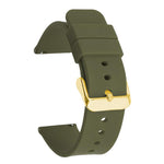 Cinturino per orologio impermeabile in silicone tinta unita con fibbia ad ardiglione in acciaio inossidabile color oro xDfind, 19mm