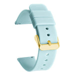 Cinturino per orologio impermeabile in silicone tinta unita con fibbia ad ardiglione in acciaio inossidabile color oro xDfind, 21mm