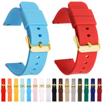 Cinturino per orologio impermeabile in silicone tinta unita con fibbia ad ardiglione in acciaio inossidabile color oro xDfind, 22mm