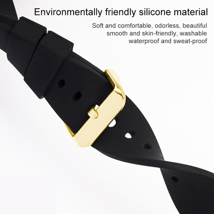Cinturino per orologio impermeabile in silicone tinta unita con fibbia ad ardiglione in acciaio inossidabile color oro xDfind, 19mm