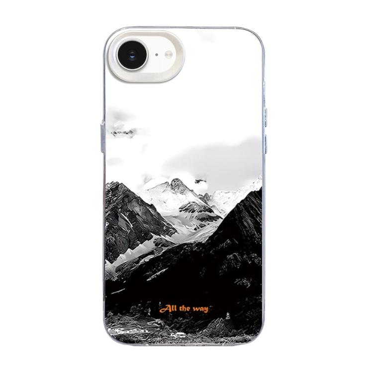Custodia per telefono ibrida in PC e TPU con motivo montano color argento, For iPhone 16e / 17e, For iPhone 17 Pro Max, For iPhone 17 Pro, For iPhone 17, For iPhone Air, For iPhone 16 Pro Max, For iPhone 16 Pro, For iPhone 16 Plus, For iPhone 16       ...