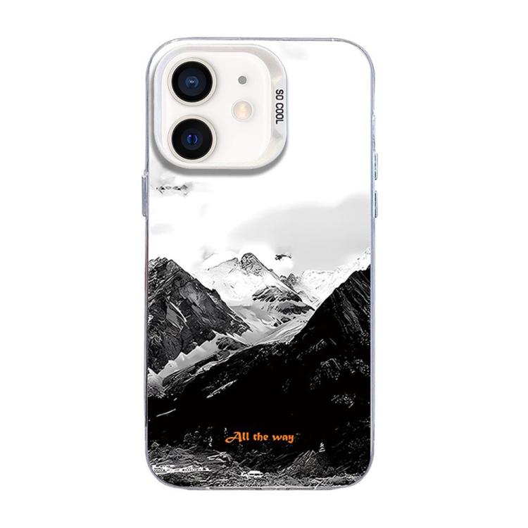 Custodia per telefono ibrida in PC e TPU con motivo montano color argento, For iPhone 12 mini, For iPhone 11 Pro Max, For iPhone 11, For iPhone 11 Pro, For iPhone XS / X, For iPhone XR, For iPhone XS Max, For iPhone 8 Plus / 7 Plus
