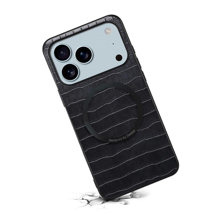 Custodia magnetica per telefono Denior A09 in PU effetto coccodrillo., For iPhone 17 Pro Max, For iPhone 17 Pro