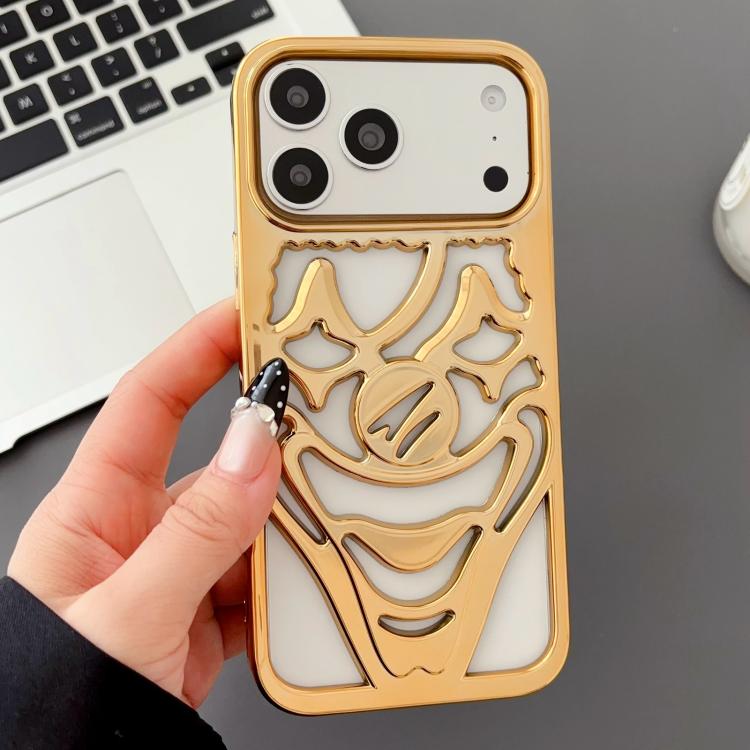 Custodia per telefono in TPU con effetto traforato e dissipazione del calore, a forma di clown, con rivestimento galvanico., For iPhone 17 Pro Max, For iPhone 17 Pro, For iPhone 17