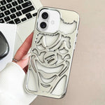 Custodia per telefono in TPU con effetto traforato e dissipazione del calore, a forma di clown, con rivestimento galvanico., For iPhone 16 Pro Max, For iPhone 16 Pro, For iPhone 16