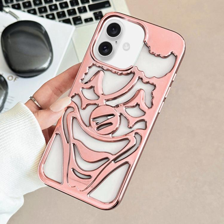 Custodia per telefono in TPU con effetto traforato e dissipazione del calore, a forma di clown, con rivestimento galvanico., For iPhone 16 Pro Max, For iPhone 16 Pro, For iPhone 16