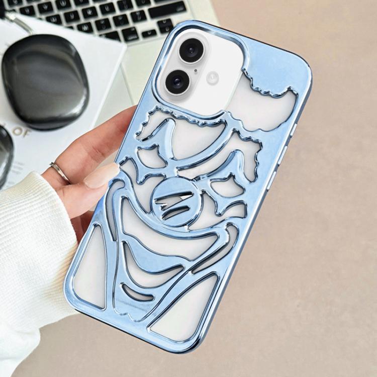 Custodia per telefono in TPU con effetto traforato e dissipazione del calore, a forma di clown, con rivestimento galvanico., For iPhone 16 Pro Max, For iPhone 16 Pro, For iPhone 16