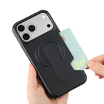 Custodia magnetica per telefono con scomparto per carte e finitura effetto pelle., For iPhone 14 Pro Max, For iPhone 13