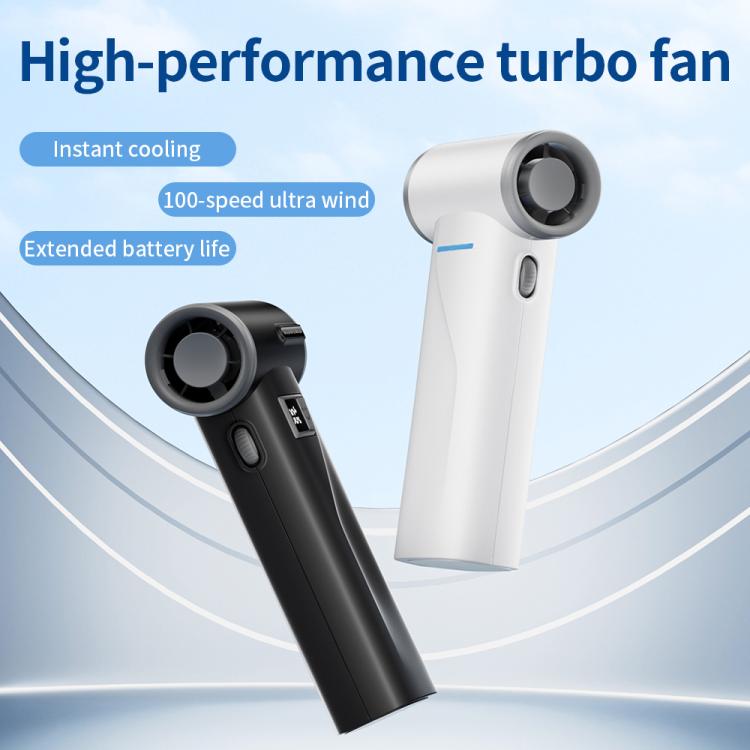 Mini ventilatore portatile F2 con motore brushless e display digitale.