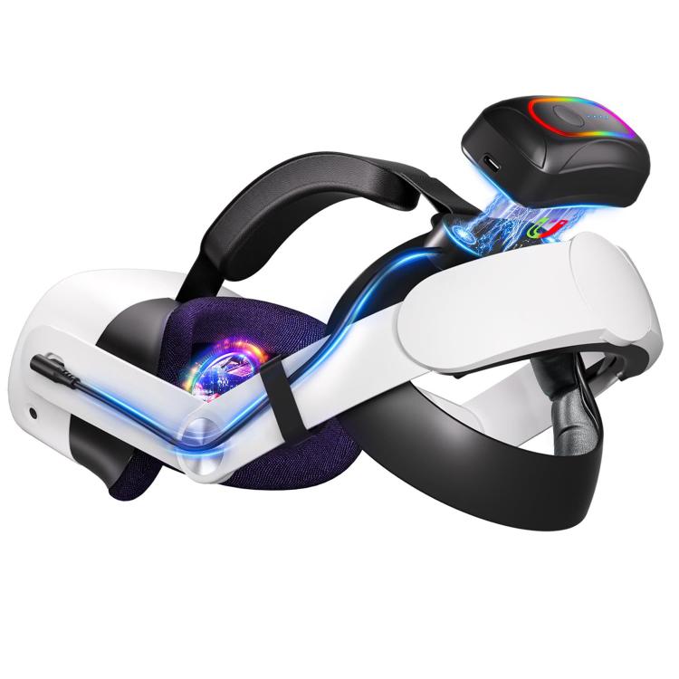 Fascia per la testa VR WG38 con batteria da 1000 mAh, RGB Ver. For Meta Quest 3 / 3S, Magnetic Ver. For Meta Quest 3 / 3S, RGB Ver. For Meta Quest 2, For Meta Quest 2