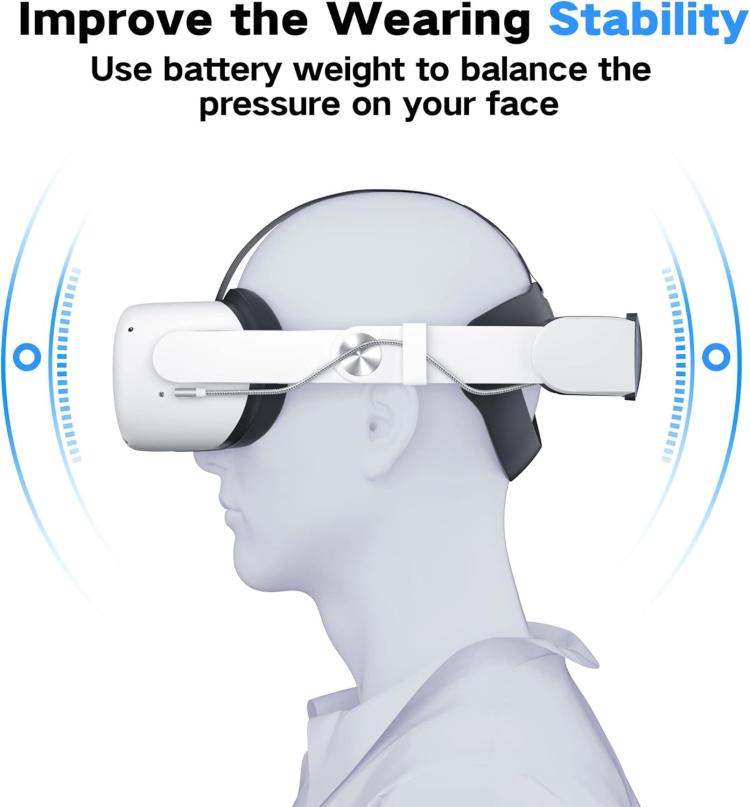 Fascia per la testa VR WG38 con batteria da 1000 mAh, RGB Ver. For Meta Quest 3 / 3S, Magnetic Ver. For Meta Quest 3 / 3S, RGB Ver. For Meta Quest 2, For Meta Quest 2