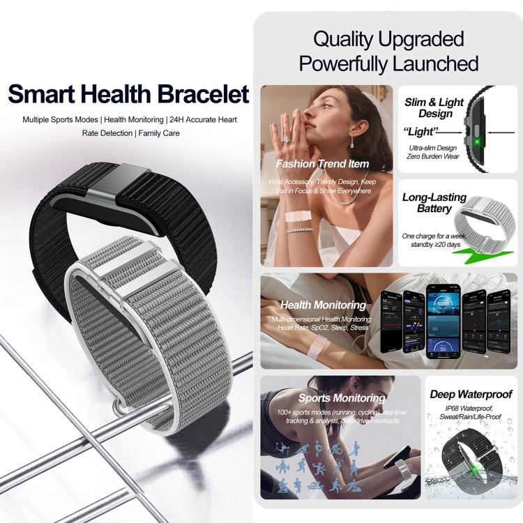 S01 Fitness Tracker senza schermo, braccialetto fitness con monitoraggio preciso della frequenza cardiaca 24 ore su 24, diverse modalità sportive, impermeabile IP68, monitoraggio del sonno.