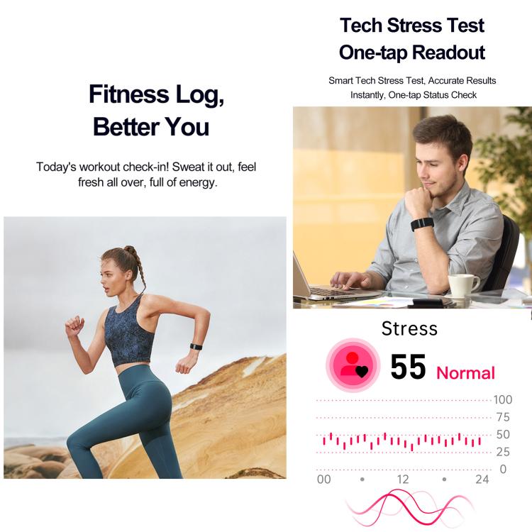 S01 Fitness Tracker senza schermo, braccialetto fitness con monitoraggio preciso della frequenza cardiaca 24 ore su 24, diverse modalità sportive, impermeabile IP68, monitoraggio del sonno.