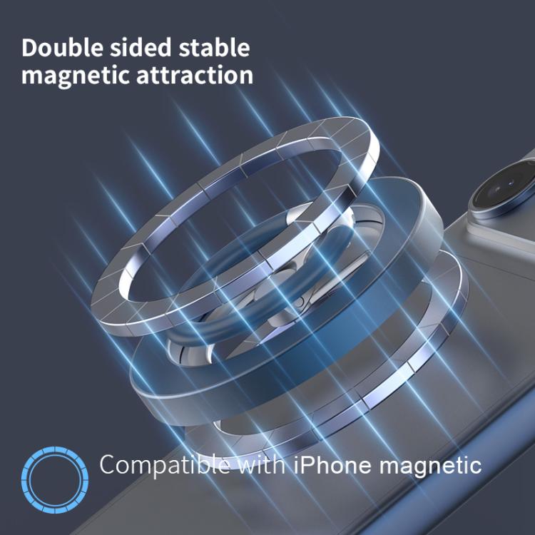 Supporto magnetico multifunzionale per telefono con fibbia ad anello girevole a 360 gradi e protezione in silicone per l'anello.