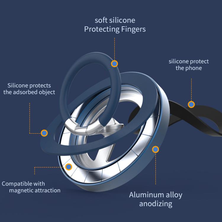 Supporto magnetico multifunzionale per telefono con fibbia ad anello girevole a 360 gradi e protezione in silicone per l'anello.