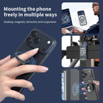 Supporto magnetico multifunzionale per telefono con fibbia ad anello girevole a 360 gradi e protezione in silicone per l'anello.
