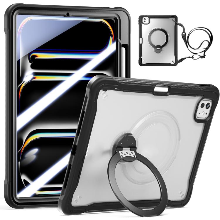Robusta custodia ibrida in metallo stile marinaio per tablet, con cinturino e pellicola protettiva in vetro., For iPad Air 13 2026 / 2025 / 2024, For iPad Pro 11 2025 / 2024, For iPad 2025 / 2022, For iPad Air 11 2026 / 2025 / 2024