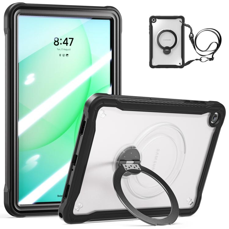 Robusta custodia ibrida in metallo stile marinaio per tablet, con cinturino e pellicola protettiva in vetro., For Samsung Galaxy A11+, For Samsung Galaxy A9+