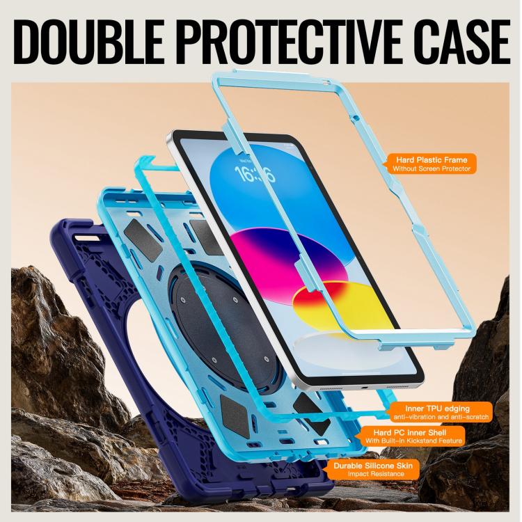 Custodia ibrida in silicone per PC e tablet con supporto e tracolla., For iPad 2025 / 2022