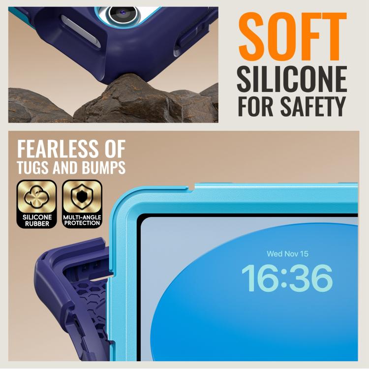 Custodia ibrida in silicone per PC e tablet con supporto e tracolla., For iPad 2025 / 2022