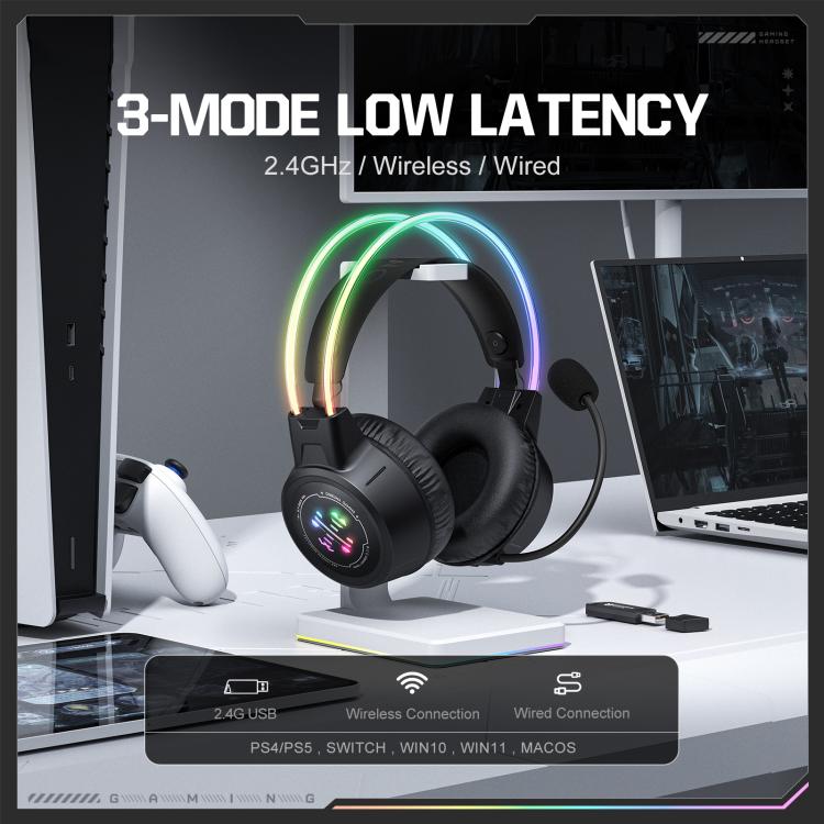 Cuffie da gioco cablate Bluetooth 2.4G ONIKUMA GT889 con illuminazione RGB a tre modalità., GT889