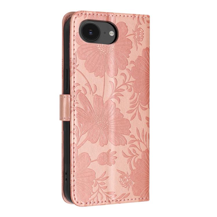 Custodia per telefono in pelle con stampa girasole in rilievo e cordino nero sottile., For iPhone 16e / 17e, For iPhone 17 Pro Max, For iPhone 17 Pro, For iPhone 17