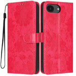 Custodia per telefono in pelle con stampa girasole in rilievo e cordino nero sottile., For iPhone 16e / 17e, For iPhone 17 Pro Max, For iPhone 17 Pro, For iPhone 17