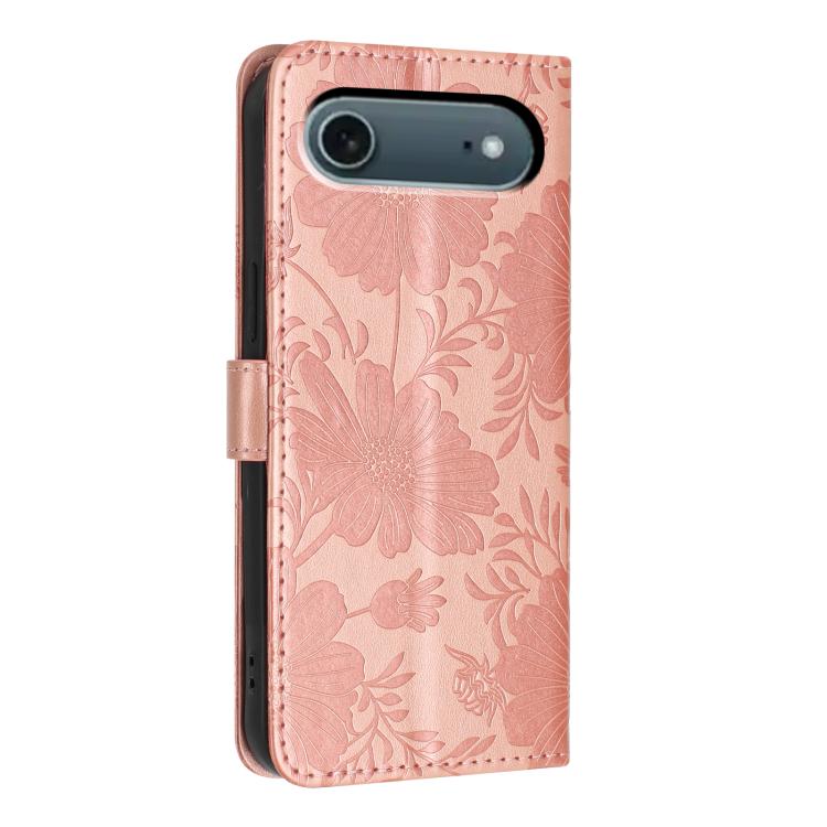 Custodia per telefono in pelle con stampa girasole in rilievo e cordino nero sottile., For iPhone Air, For iPhone 16 Pro Max, For iPhone 16 Pro, For iPhone 16 Plus
