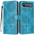Custodia per telefono in pelle con stampa girasole in rilievo e cordino nero sottile., For iPhone Air, For iPhone 16 Pro Max, For iPhone 16 Pro, For iPhone 16 Plus