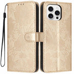 Custodia per telefono in pelle con stampa girasole in rilievo e cordino nero sottile., For iPhone 16, For iPhone 15 Pro Max, For iPhone 15 Pro, For iPhone 15 Plus