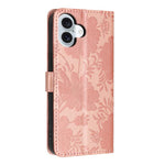 Custodia per telefono in pelle con stampa girasole in rilievo e cordino nero sottile., For iPhone 16, For iPhone 15 Pro Max, For iPhone 15 Pro, For iPhone 15 Plus