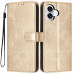 Custodia per telefono in pelle con stampa girasole in rilievo e cordino nero sottile., For iPhone 16, For iPhone 15 Pro Max, For iPhone 15 Pro, For iPhone 15 Plus