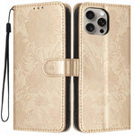 Custodia per telefono in pelle con stampa girasole in rilievo e cordino nero sottile., For iPhone 14 Pro Max, For iPhone 13 Pro Max, For iPhone 13 Pro, For iPhone 13