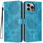 Custodia per telefono in pelle con stampa girasole in rilievo e cordino nero sottile., For iPhone 14 Pro Max, For iPhone 13 Pro Max, For iPhone 13 Pro, For iPhone 13