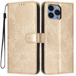 Custodia per telefono in pelle con stampa girasole in rilievo e cordino nero sottile., For iPhone 12 / 12 Pro, For iPhone 12 Pro Max, For iPhone 11 Pro Max, For iPhone 11