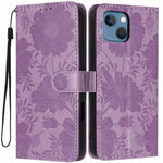 Custodia per telefono in pelle con stampa girasole in rilievo e cordino nero sottile., For iPhone 12 / 12 Pro, For iPhone 12 Pro Max, For iPhone 11 Pro Max, For iPhone 11