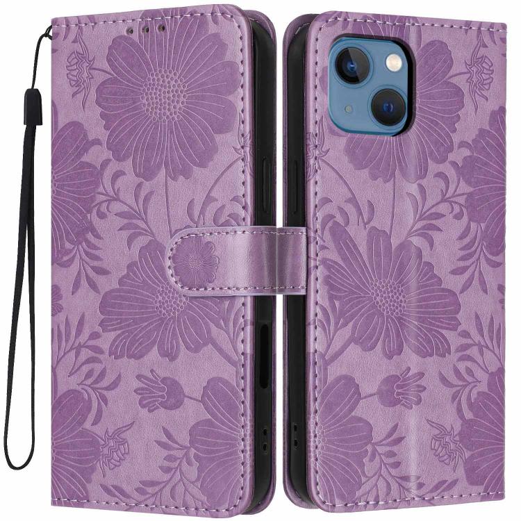 Custodia per telefono in pelle con stampa girasole in rilievo e cordino nero sottile., For iPhone 12 / 12 Pro, For iPhone 12 Pro Max, For iPhone 11 Pro Max, For iPhone 11