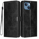 Custodia per telefono in pelle con stampa girasole in rilievo e cordino nero sottile., For iPhone 12 / 12 Pro, For iPhone 12 Pro Max, For iPhone 11 Pro Max, For iPhone 11