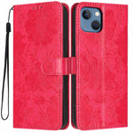 Custodia per telefono in pelle con stampa girasole in rilievo e cordino nero sottile., For iPhone 12 / 12 Pro, For iPhone 12 Pro Max, For iPhone 11 Pro Max, For iPhone 11