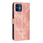 Custodia per telefono in pelle con stampa girasole in rilievo e cordino nero sottile., For iPhone 12 / 12 Pro, For iPhone 12 Pro Max, For iPhone 11 Pro Max, For iPhone 11