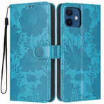 Custodia per telefono in pelle con stampa girasole in rilievo e cordino nero sottile., For iPhone 12 / 12 Pro, For iPhone 12 Pro Max, For iPhone 11 Pro Max, For iPhone 11