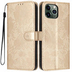 Custodia per telefono in pelle con stampa girasole in rilievo e cordino nero sottile., For iPhone 12 / 12 Pro, For iPhone 12 Pro Max, For iPhone 11 Pro Max, For iPhone 11