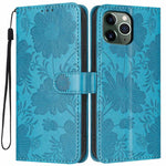 Custodia per telefono in pelle con stampa girasole in rilievo e cordino nero sottile., For iPhone 12 / 12 Pro, For iPhone 12 Pro Max, For iPhone 11 Pro Max, For iPhone 11