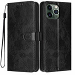 Custodia per telefono in pelle con stampa girasole in rilievo e cordino nero sottile., For iPhone 12 / 12 Pro, For iPhone 12 Pro Max, For iPhone 11 Pro Max, For iPhone 11