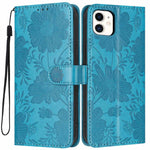 Custodia per telefono in pelle con stampa girasole in rilievo e cordino nero sottile., For iPhone 12 / 12 Pro, For iPhone 12 Pro Max, For iPhone 11 Pro Max, For iPhone 11