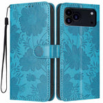 Custodia per telefono in pelle con stampa girasole in rilievo e cordino nero sottile., For iPhone 16e / 17e, For iPhone 17 Pro Max, For iPhone 17 Pro, For iPhone 17