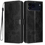 Custodia per telefono in pelle con stampa girasole in rilievo e cordino nero sottile., For iPhone 16e / 17e, For iPhone 17 Pro Max, For iPhone 17 Pro, For iPhone 17