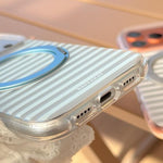 Custodia per telefono magnetica BAFFKKAF Frosted Stripes 360 Holder Airbag Double-Faced IMD, For iPhone 15