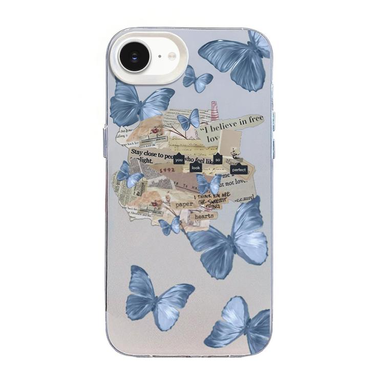 Custodia per telefono ibrida in PC e TPU con motivo a farfalla e placcatura in argento., For iPhone 17e / 16e, For iPhone 17 Pro Max, For iPhone 17 Pro